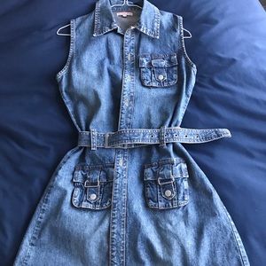 Waist belt jean dress